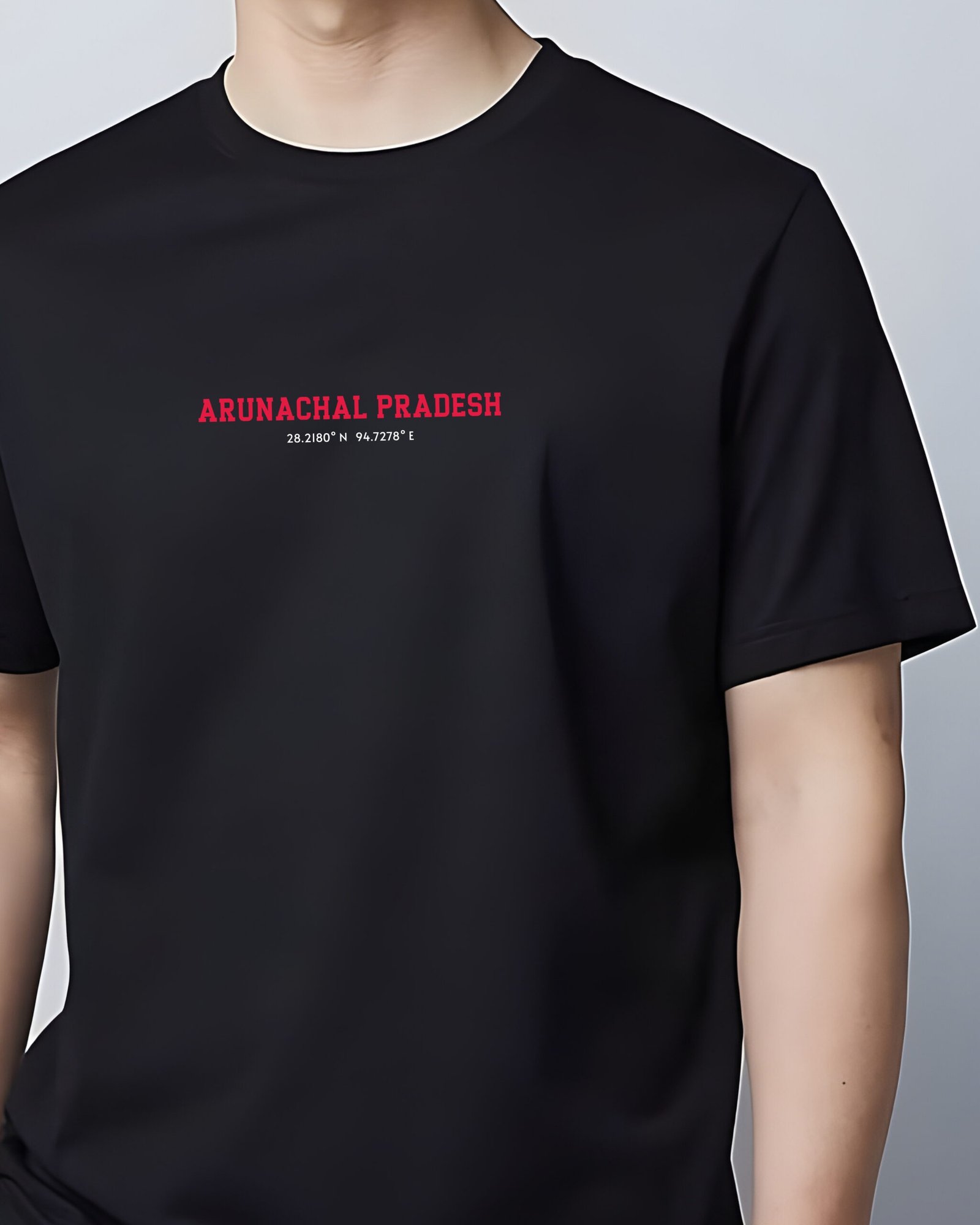 Arunachal Coordinates –Unisex Black T-Shirt - Image 3