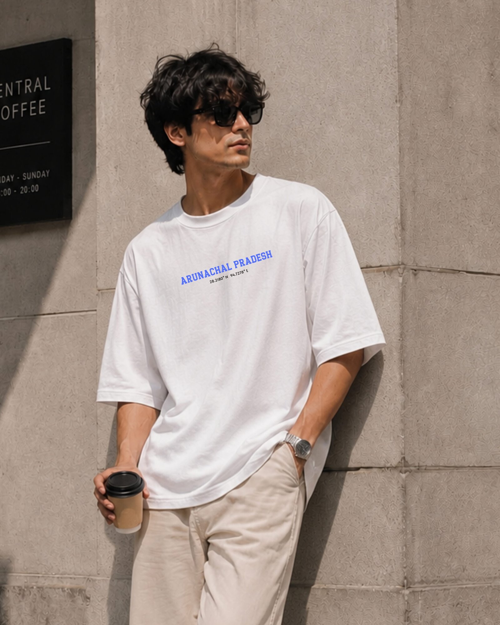 Arunachal Coordinates – Unisex White T-Shirt - Image 2
