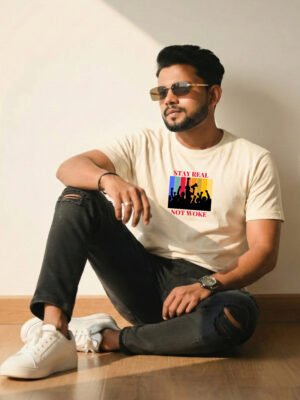 Stay Real Not Woke – White Statement Tee