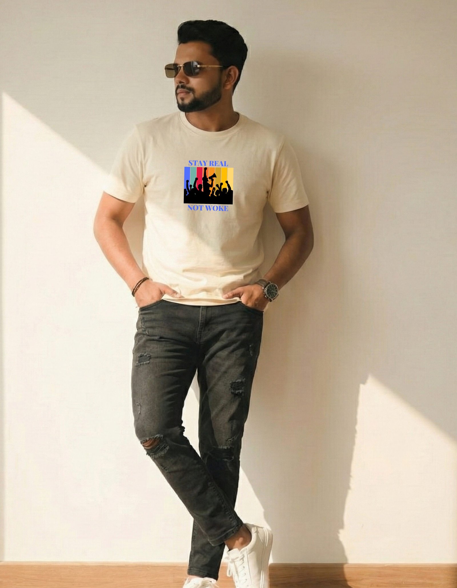 Stay Real Not Woke – White Statement Tee