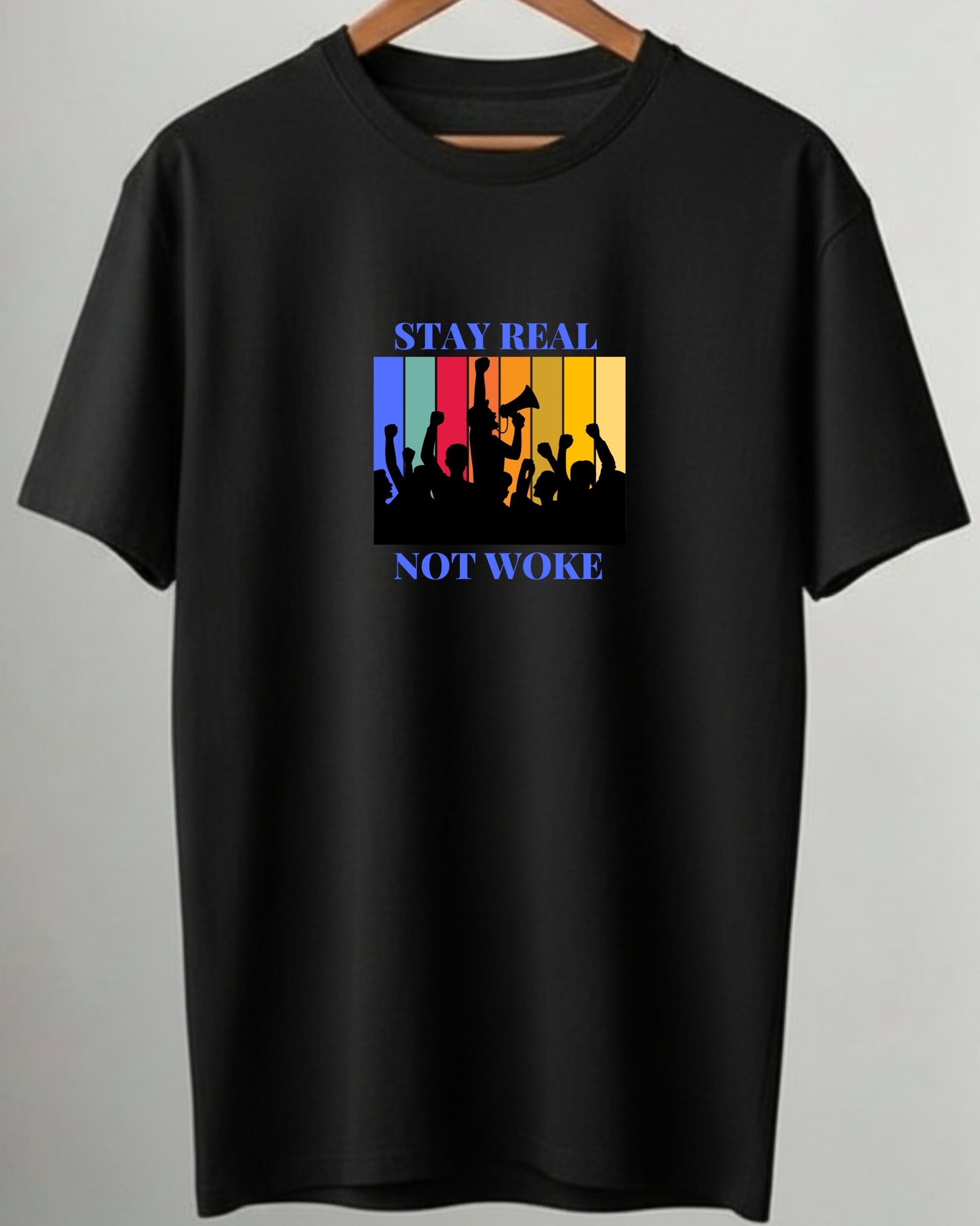Stay Real Not Woke – Black Statement Tee - Image 4