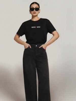 Woke ≠ Wise – Black Minimal Statement Tee