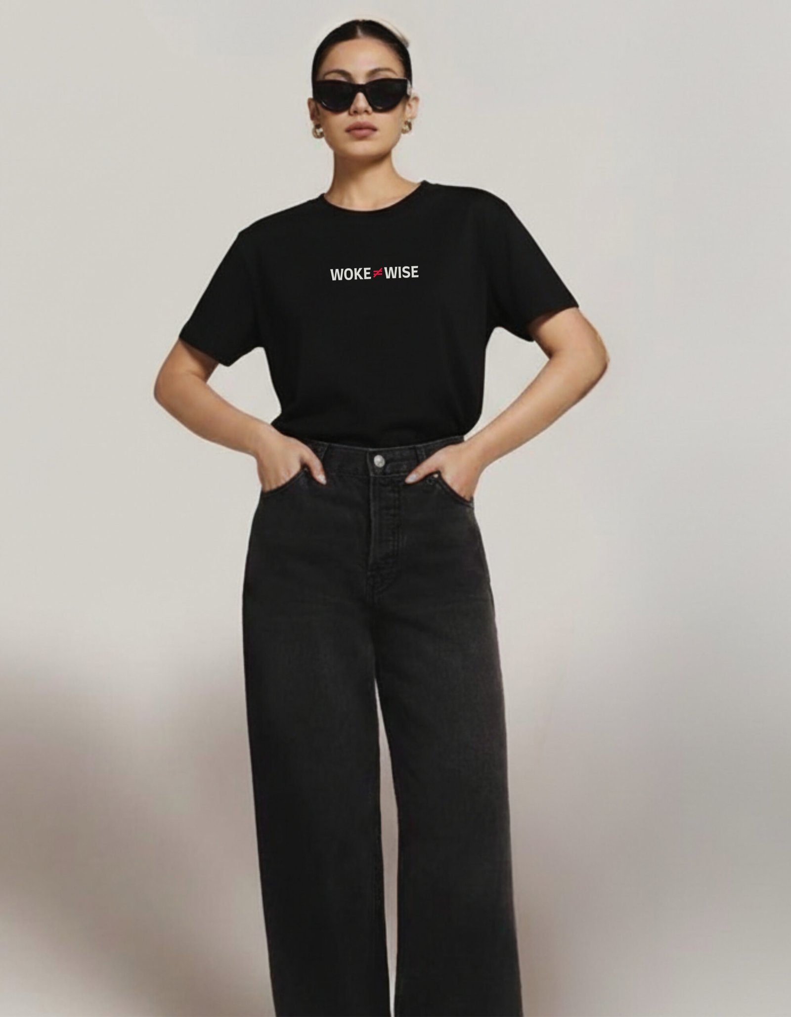 Woke ≠ Wise – Black Minimal Statement Tee