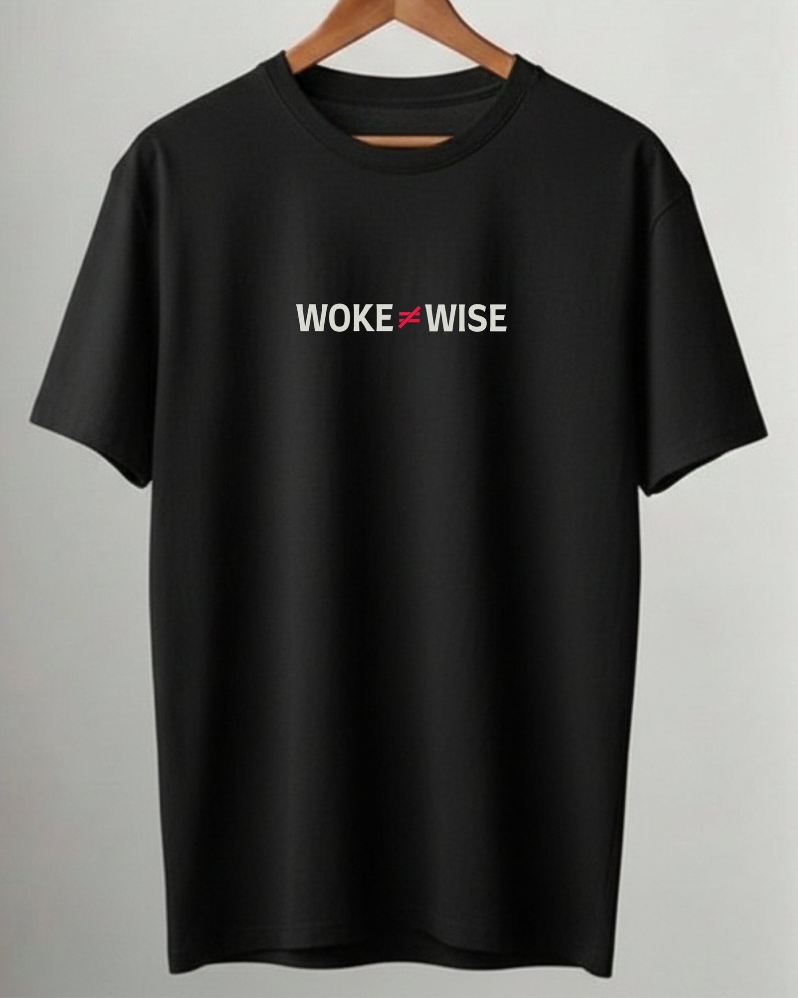 Woke ≠ Wise – Black Minimal Statement Tee - Image 4