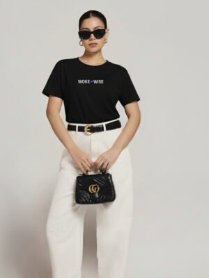 Woke ≠ Wise – Black Minimal Statement Tee