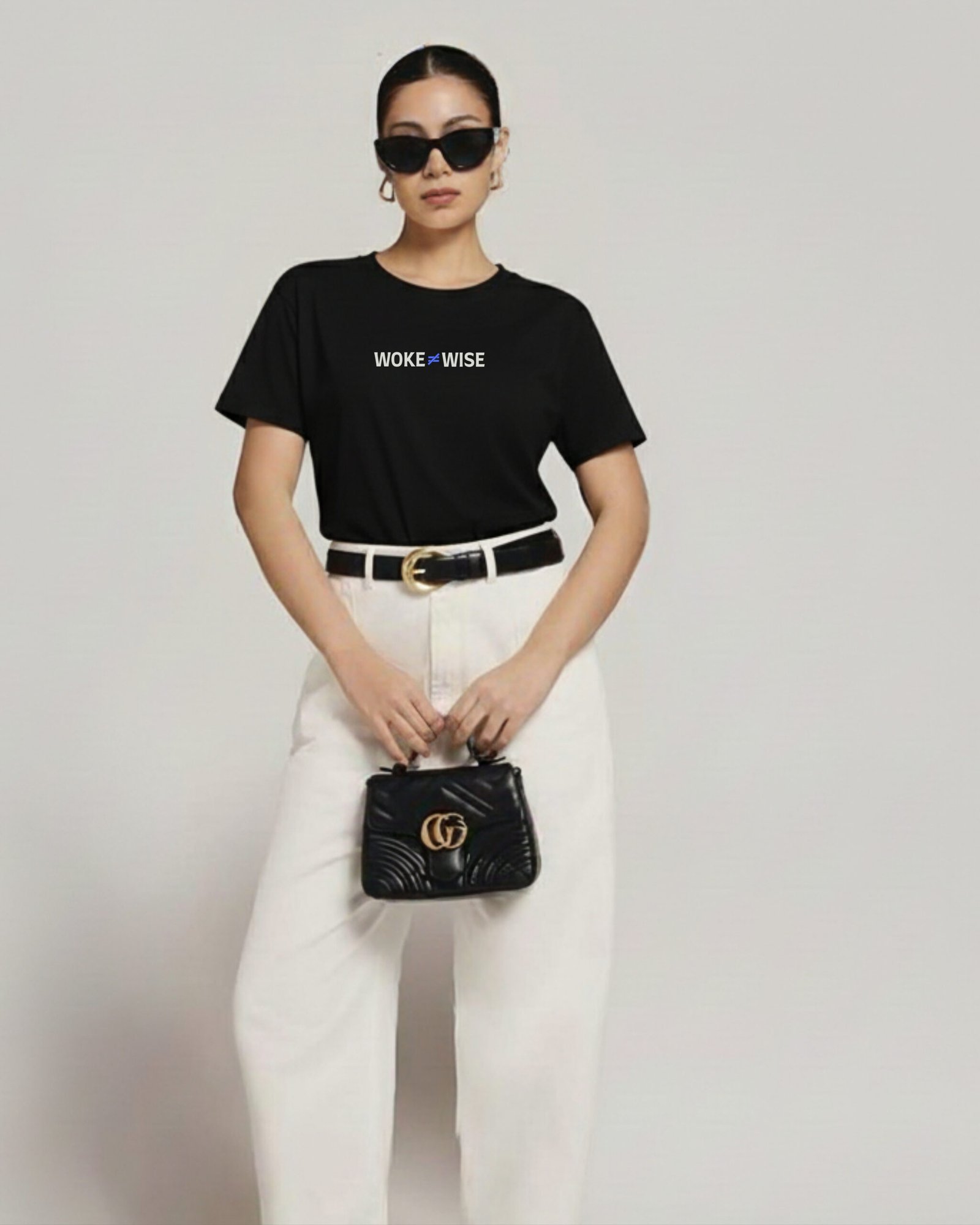 Woke ≠ Wise – Black Minimal Statement Tee