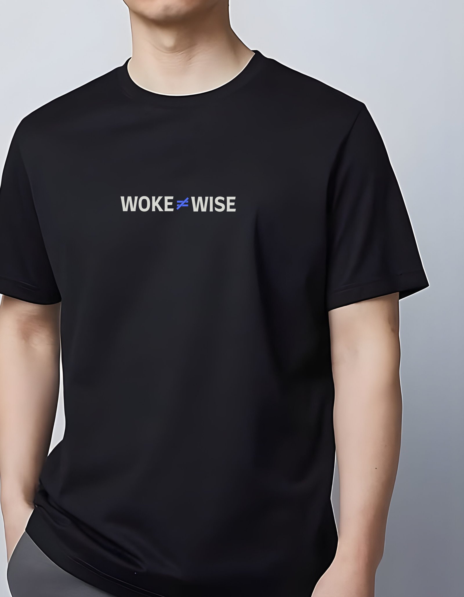 Woke ≠ Wise – Black Minimal Statement Tee - Image 2